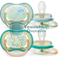 Пустышка Philips Avent ultra air, ночная, звезда/сова, 0-6 мес., 2 шт.