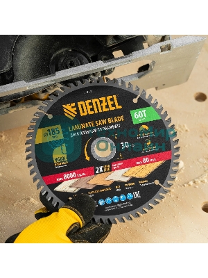 Пильный диск по ламинату Denzel ф185 х 30 мм, 60 зубьев