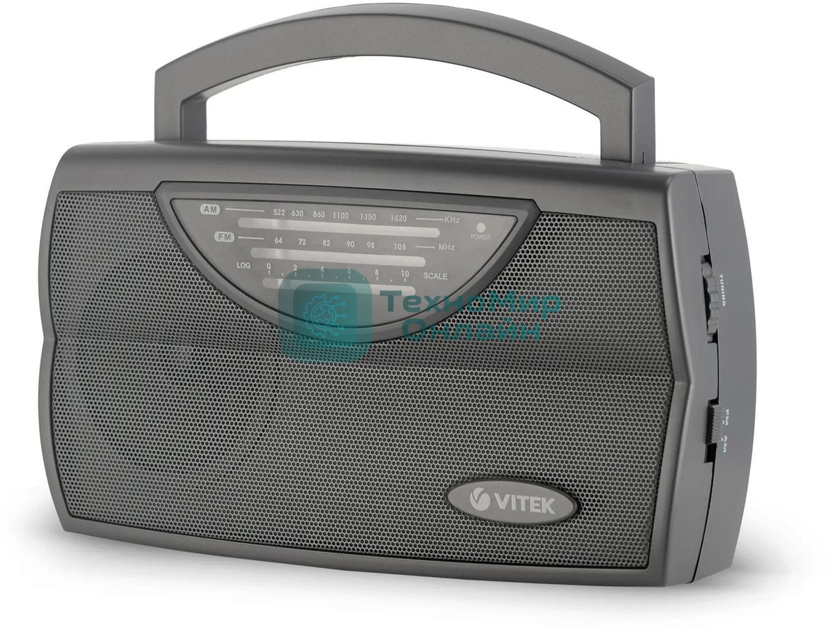 Радиоприемник Vitek VT-3591 (GY) LED индикатор Телескопическая антенна Тип батареек	UM-1