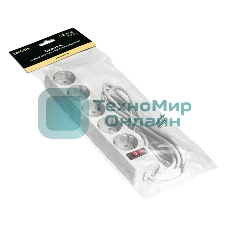 Удлинитель ExeGate EC-5-1.8W (EX279361RUS), белый, 1,8 м, евровилка с заземлением, 5 евророзеток с заземлением, 2200 Вт