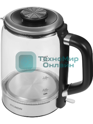 Чайник электрический Hyundai HYK-G5501 1.7 л, 2200 Вт, серебристый/черный