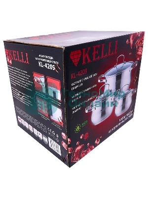Набор посуды Kelli KL-4209 6 пред. Кастрюля с жаропрочной стекл. крышкой 2.1 л. Кастрюля с жаропрочной стекл. крышкой 3 л. Кастрюля с жаропрочной стекл. крышкой 4 л. Высококачественная нерж. сталь 18/10. 5-ти слойное капсульное дно.