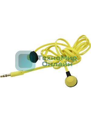 Проводные наушники Smartbuy Boost желтый, внутриканальные, Jack 3.5 мм, покрытие soft-touch, микрофон на проводе