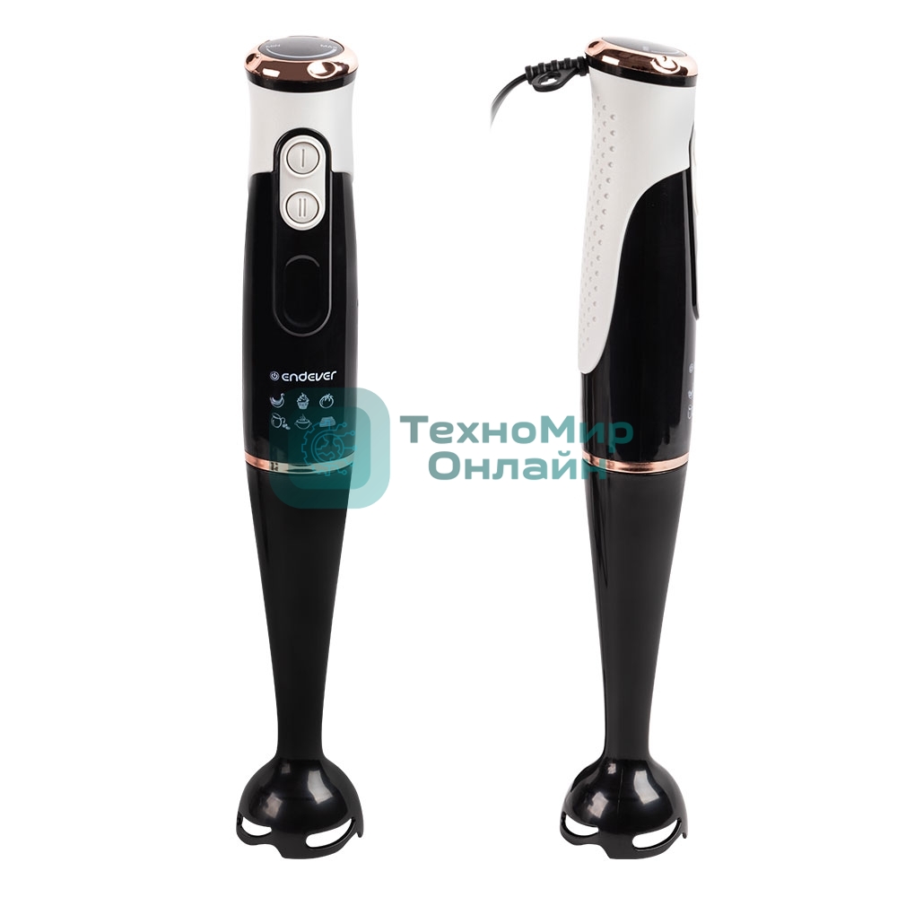 Блендер погружной Endever Sigma-83, черный/белый, мощность 1000 Вт, нож из нержавеющей стали, комплект аксессуаров,