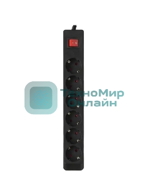 Сетевой фильтр SVEN Optima 5,0 м (6 розеток с защитными шторками) черный, цветная коробка
