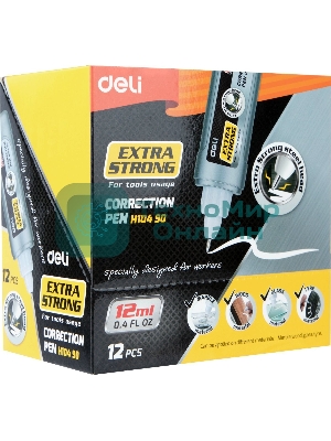 Ручка корректор Deli EH10490 шариковый белый 12мл