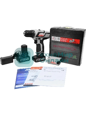 Дрель-шуруповерт ИНТЕРСКОЛ ДА-18ЭР, 12 В, 2 Ач, 35 Нм, щеточный