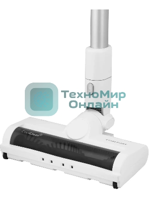 Пылесос вертикальный Coolfort CF-3003 белый, питание от аккумулятора, 120 Вт, уборка сухая, пылесборник 0.5 л, работа от АКБ max 40 мин.