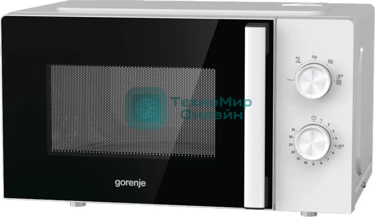 Микроволновая печь Gorenje MO20E1WH белый, 20 л, 800 Вт, переключатели - поворотный механизм