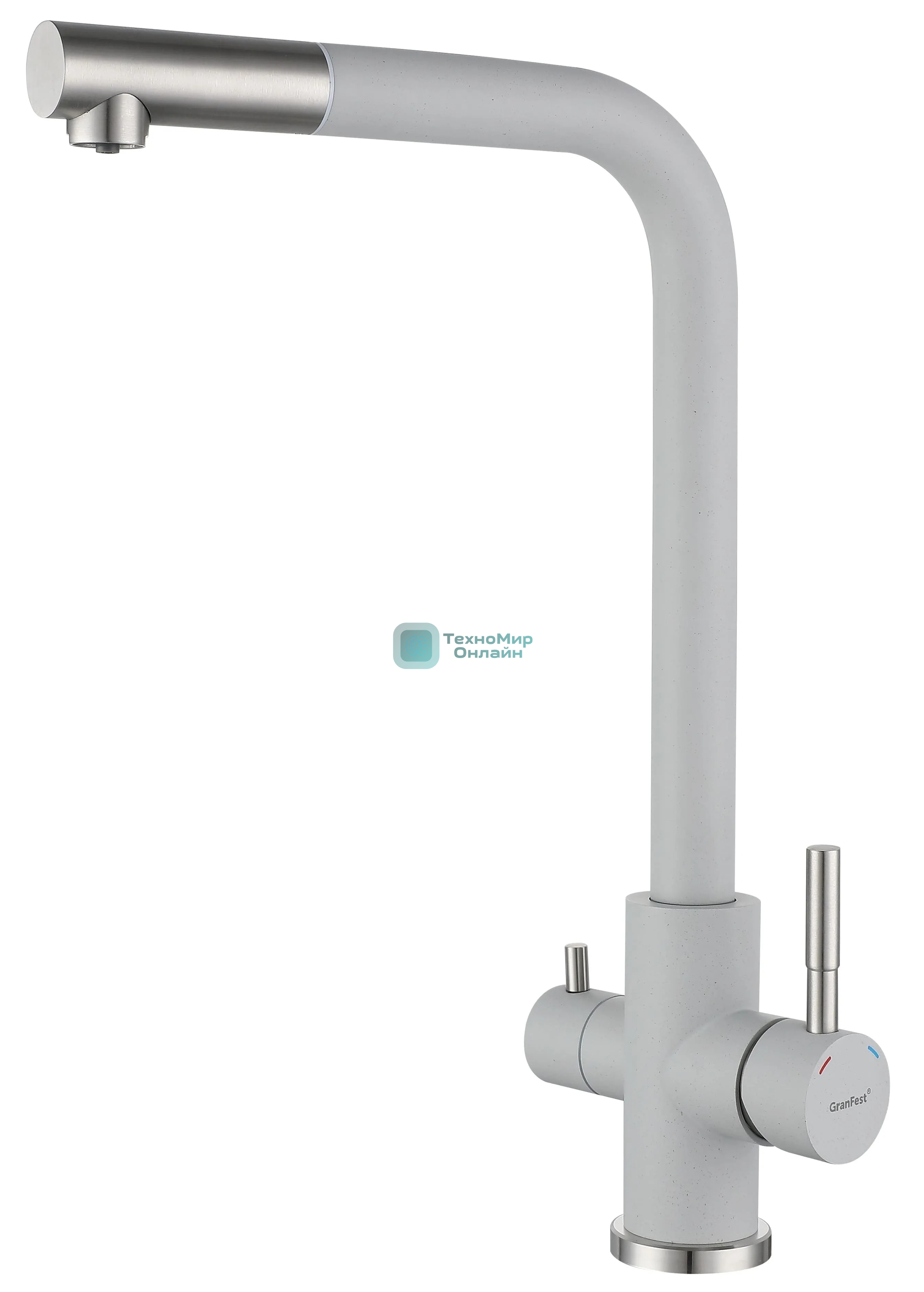 Кухонный смеситель GranFest Quarz GF-Z-5421, Г-образный, кран под фильтрованную воду, серый