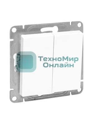 Механизм выключателя EKF UP1-SWW-21 двухклавишный, проходной, белый Эпика