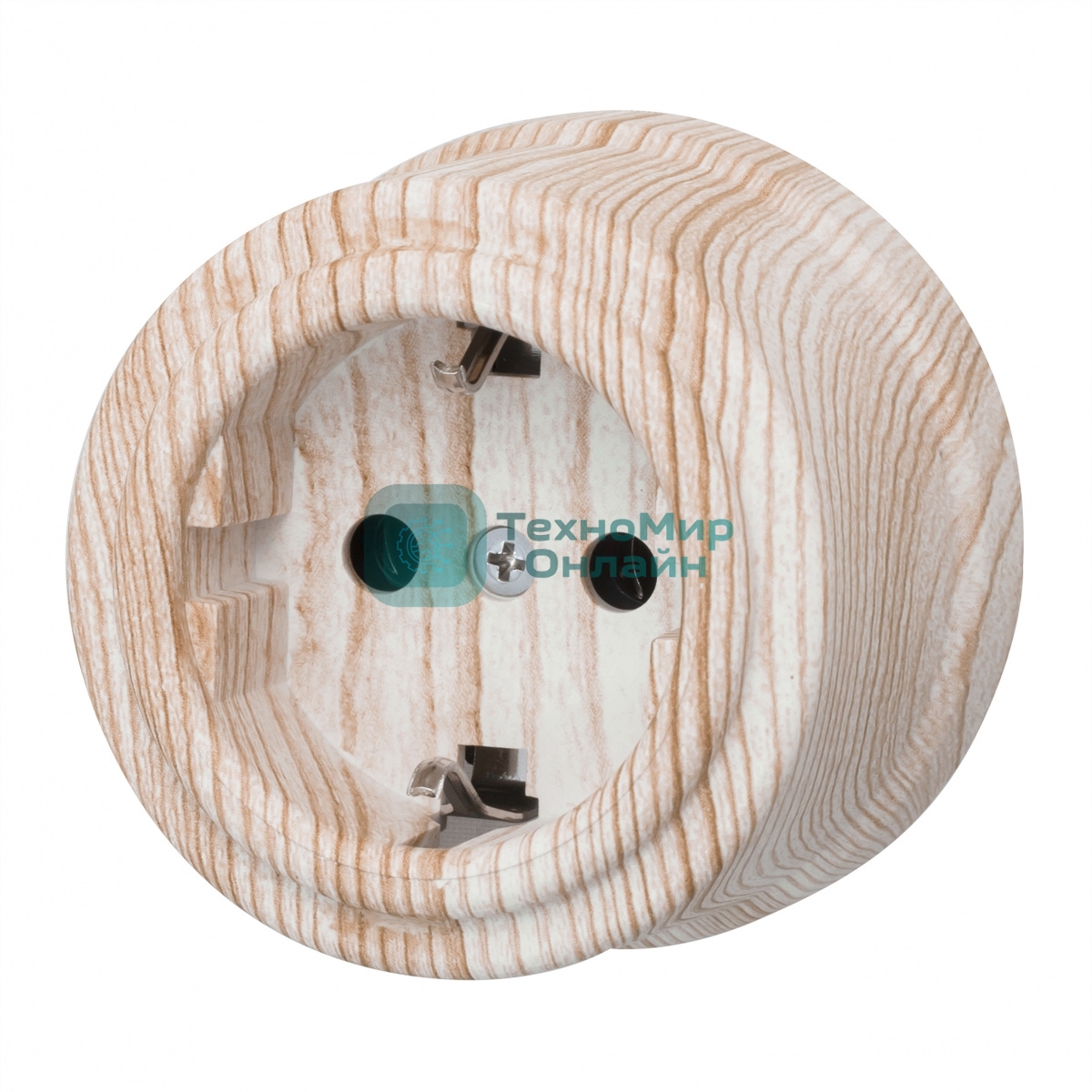 Розетка Bironi B1-101-13 1-м ОП Лизетта, 16А IP20 ретро с заземлением, ABS-пластик, карельская сосна