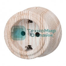 Розетка Bironi B1-101-13 1-м ОП Лизетта, 16А IP20 ретро с заземлением, ABS-пластик, карельская сосна