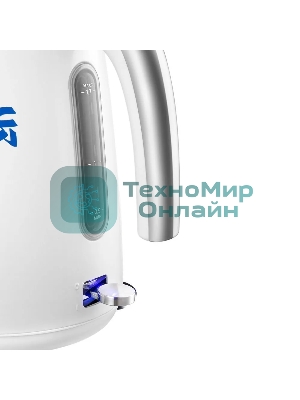 Чайник электрический Kitfort КТ-6772 1.7 л, 2200 Вт, белый/синий корпус: металл/пластик