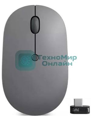 Мышь беспроводная Lenovo Go серый, 2400 dpi, радиоканал, USB-C, кнопки - 3
