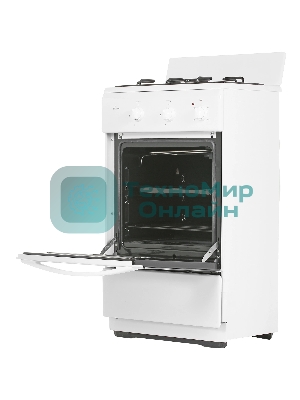 Плита комбинированная Flama CK 2202 W белый, конфорок 2 шт, духовка 30 л, 50 см x 85 см x 38 см