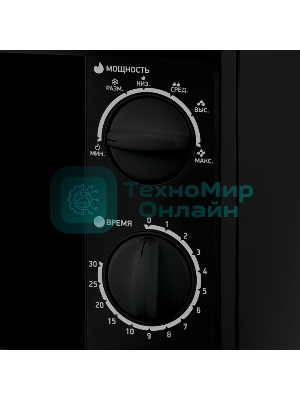 Микроволновая печь BBK 20MWS-706M/B черный, 20 л, 700 Вт, переключатели - поворотный механизм