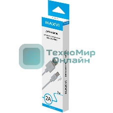 Кабель Maxvi MC-01L white USB-A - microUSB, 2A ток макс. нагрузки 2А, макс. напряжение 5V; стандарт USB 2.0; длина разъема microUSB 8,9 мм, длина кабеля 1м, материал PVC, белый