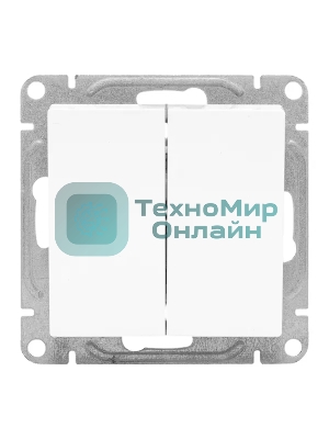 Механизм выключателя EKF UP1-SWW-21 двухклавишный, проходной, белый Эпика