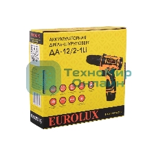 Дрель-шуруповерт Eurolux ДА-12/2-1Li, 12 В, 1.5 Ач, 25 Нм, щеточный