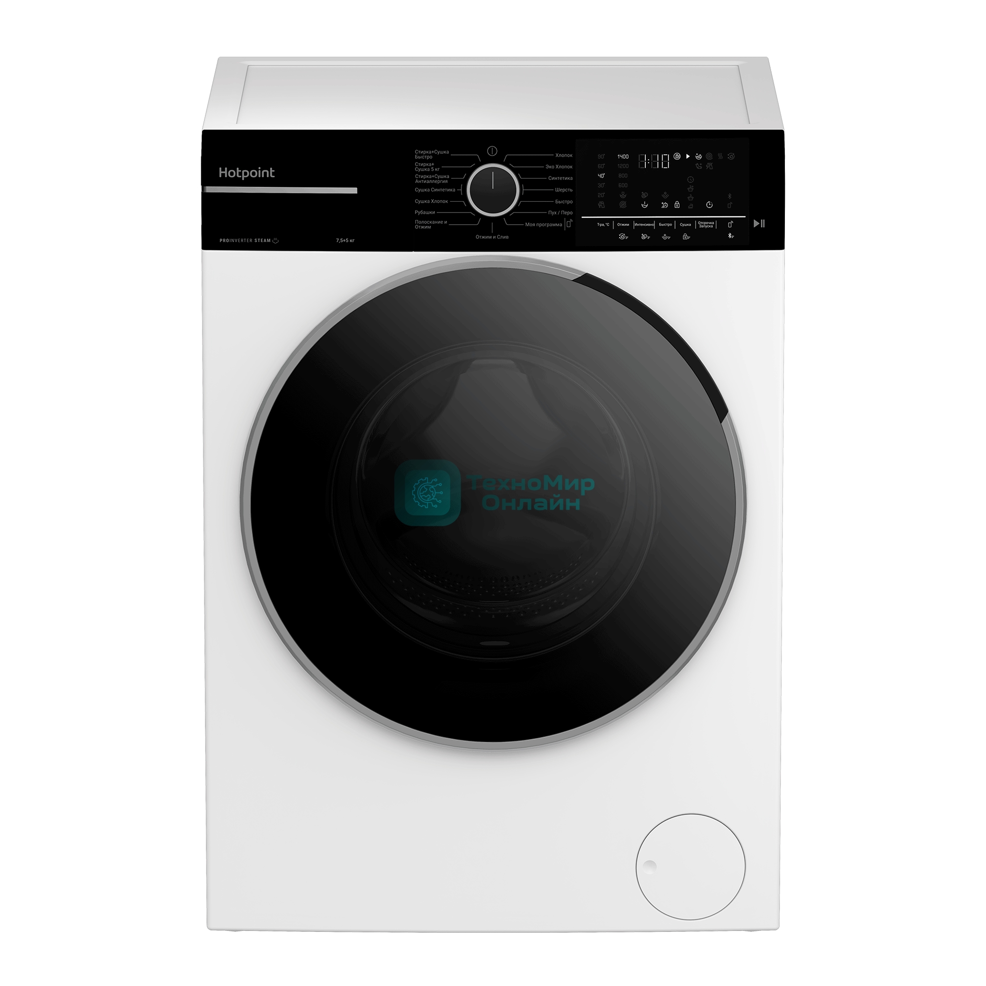 Стиральная машина с сушкой Hotpoint WDSH 75549 VBX белая, загрузка фронтальная 7.5кг, 1200 об/мин., класс: A