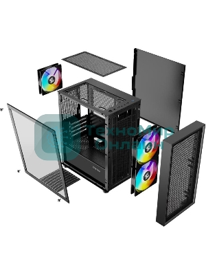 Компьютерный корпус XASTRA A305M 3FRGb Black mATX/Mesh/ tempered glass / 2x140мм + 1x120мм FRGb fans/ A305M-2FC14F-1FC12F