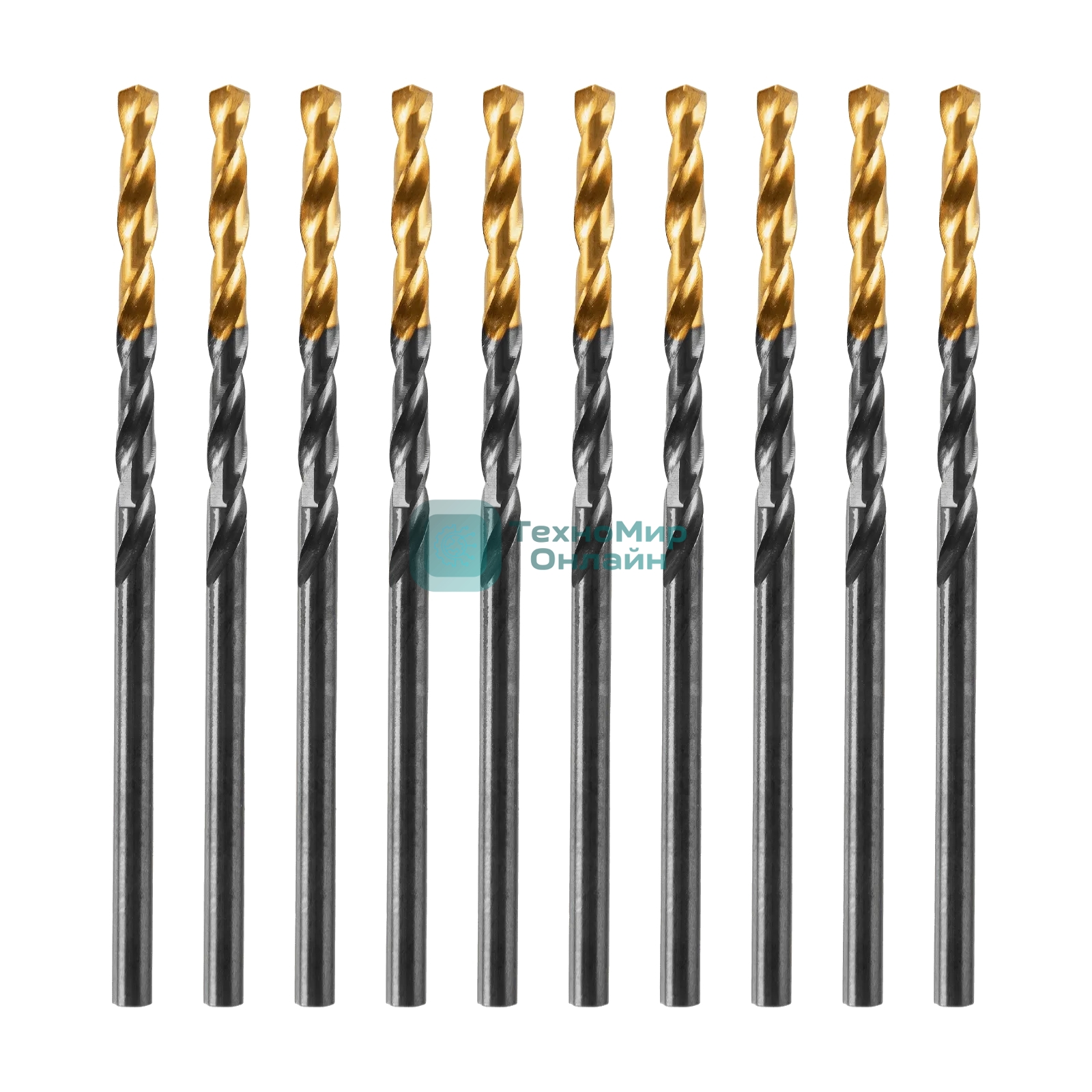 Сверло по металлу Denzel 2,5 мм, HSS-Tin, Golden Tip, 10 шт.