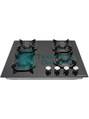 Газовая варочная панель Maunfeld EGHG.64.2CB/G, 4 конфорки, закаленное стекло, черный