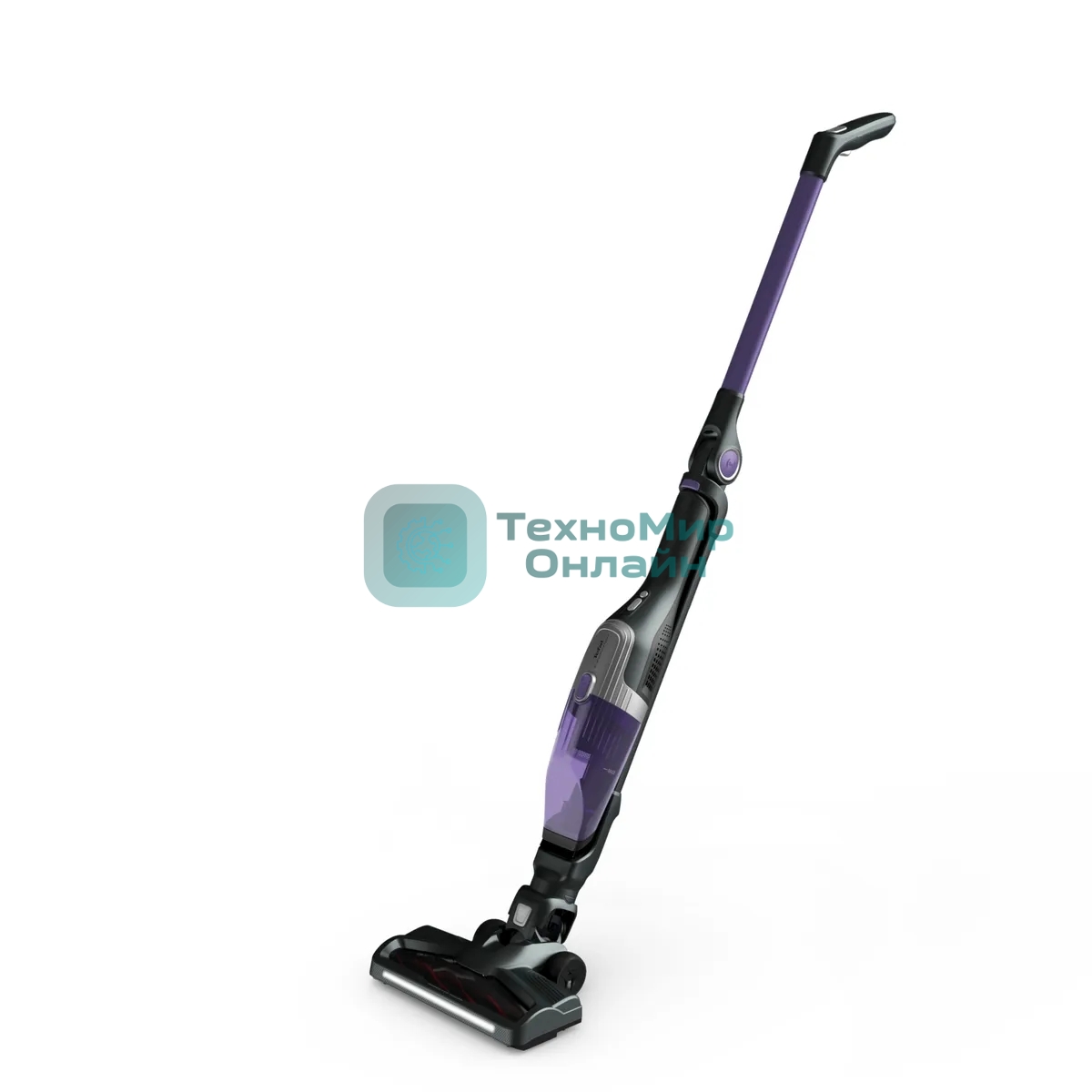 Пылесос вертикальный Tefal TY1238WO серый/фиолетовый, питание от аккумулятора, 145 Вт, уборка сухая, пылесборник 0.4 л, работа от АКБ max 40 мин.