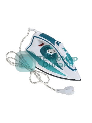 Утюг Delta LUX DL-352 белый с бирюзовым, 2200 Вт, 30 г/мин, 140 г/мин, 300 мл
