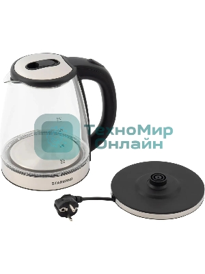 Чайник электрический Starwind SKG4777 1.8 л, 2000 Вт, черный/прозрачный (корпус: стекло)