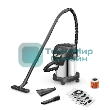 Строительный пылесос Karcher KWD 3 S V-17/4/20 Anniversary Edition черный, 1000 Вт, уборка сухая/сбор воды, пылесборник мешок/контейнер, 17 л