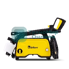 Мойка высокого давления 120/70 бар, KOLNER K120M, компакт, 1400Вт, 390л/ч, метал.помпа, шланг ВД 5м, кабель 5м, самовсас, Auto stop (емкость для шампуня)