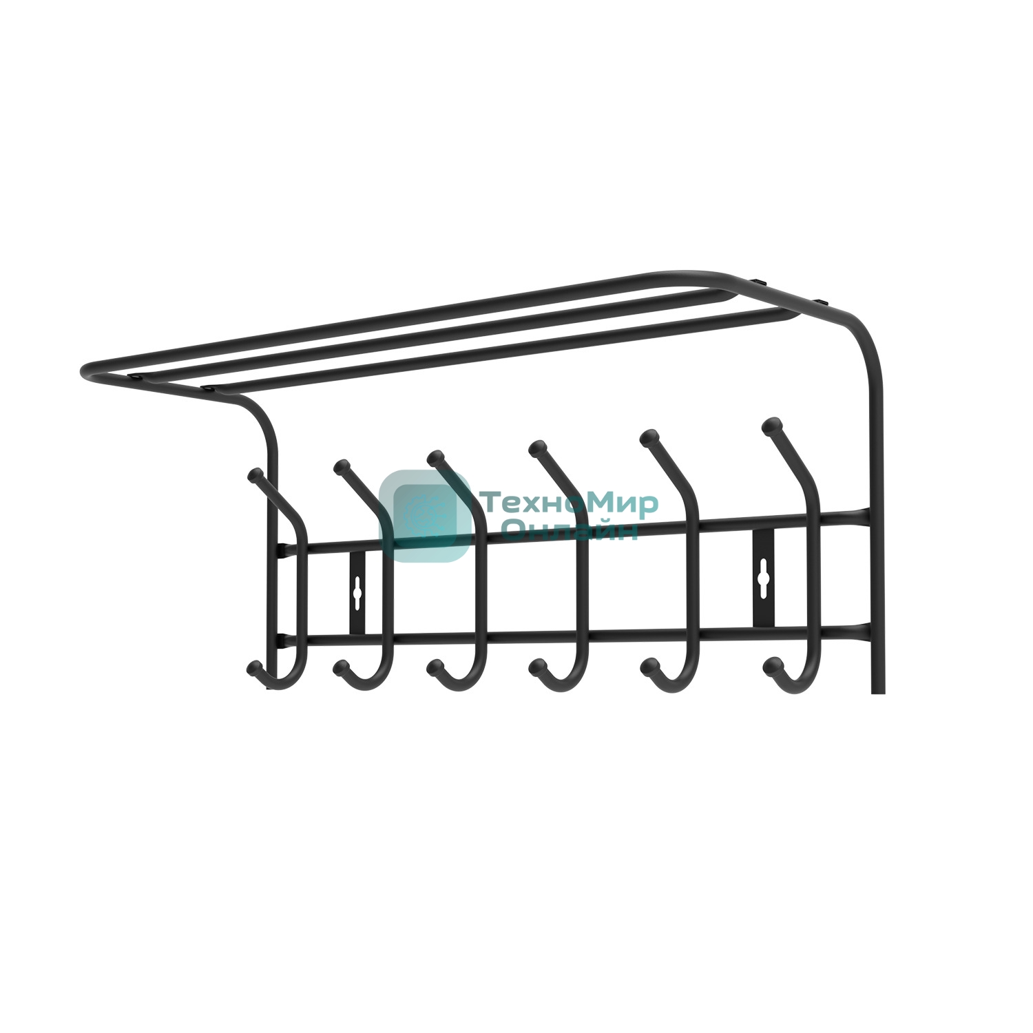 Вешалка с полкой Ника-Премиум ВП6М/Ч черная, 6 крючков