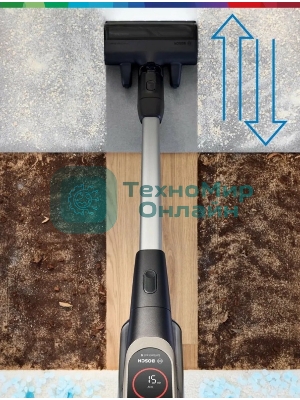 Пылесос вертикальный Bosch BCS931GAC серый, питание от аккумулятора, уборка сухая, пылесборник 0.4 л