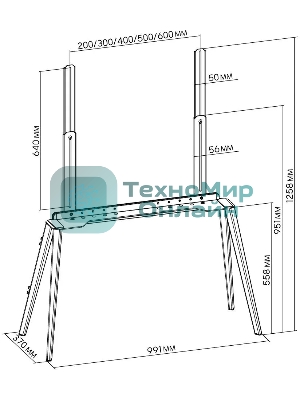 Подставка для телевизора Cactus CS-ST3646BKWN черный/орех, 49