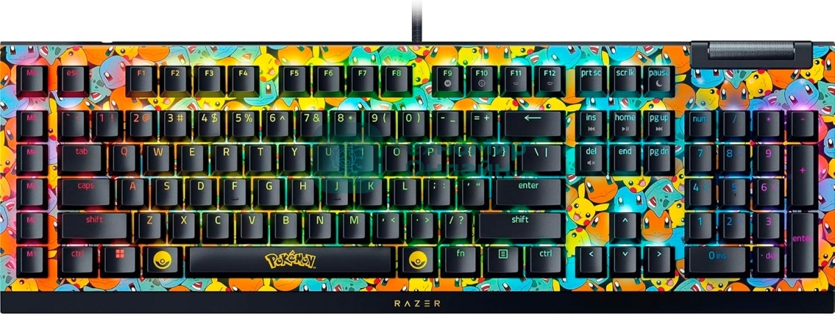Клавиатура Razer BlackWidow V4 X Green Switch Pokemon Kanto Starters Edition проводная, USB Type-A, желтый
