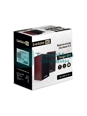 Акустическая система 2.0 ExeGate EX287059RUS Tango 314 (питание USB, 2х3Вт (12 Вт RMS), 80-20000Гц, темное дерево)