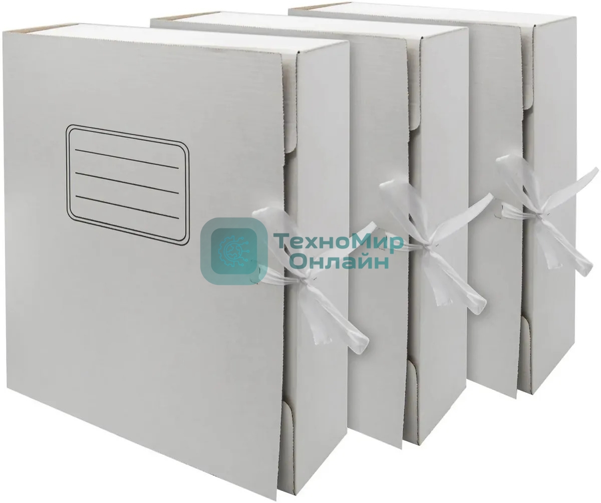 Папка архивная 2 завязки Silwerhof микрогофрокартон корешок 75мм белый (упак.:3шт)