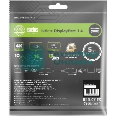 Кабель аудио-видео Cactus CS-DP-DP-1.4-5 DisplayPort (m)/DisplayPort (m) 5м. позолоч.конт. черный