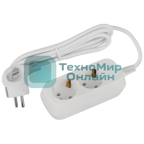 Удлинитель электрический ЭРА UDL-16-215-E Greenline 2 розетки с заземлением 1,5м ПВС 3x1мм2