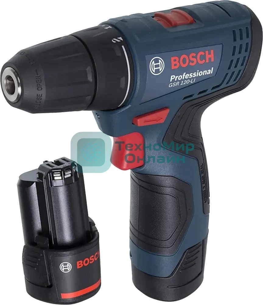 Дрель-шуруповерт Bosch GSR 120-LI C, 12 В, 2 Ач, 30 Нм, щеточный