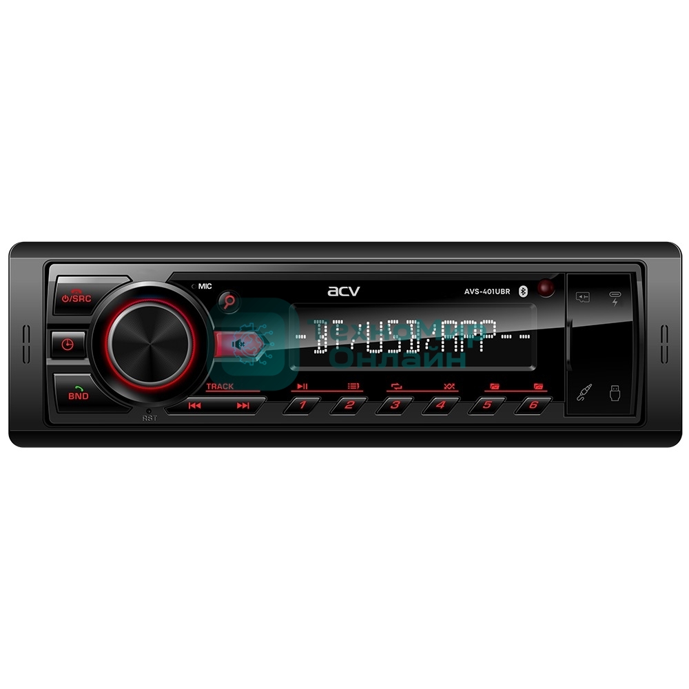 Автомагнитола ACV AVS-401UBR, 1 DIN, Bluetooth, USB Type-A, AUX