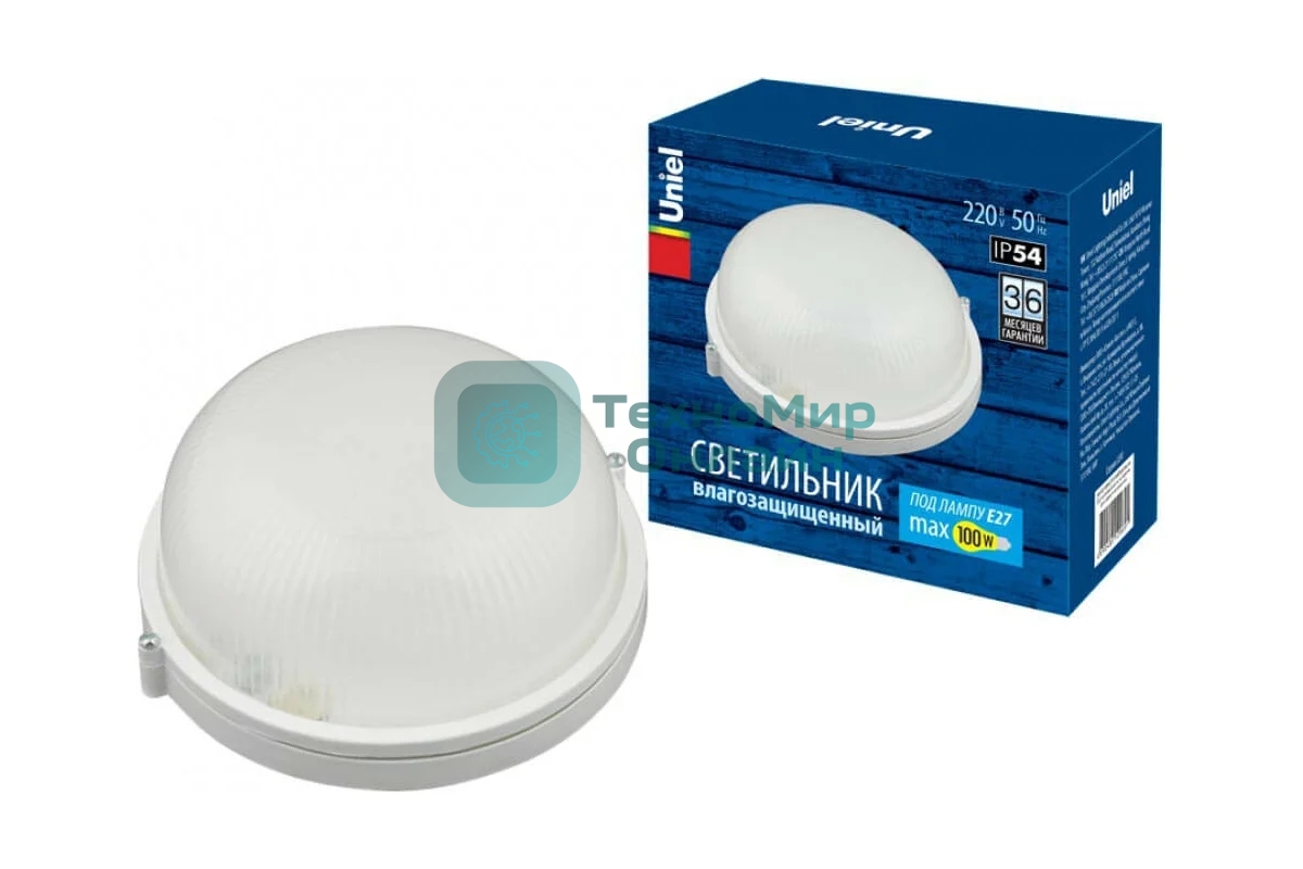 Светильник влагозащищенный UNIEL (UL-00006771) UWL-R01 100W/E27 IP54 WHITE Круг