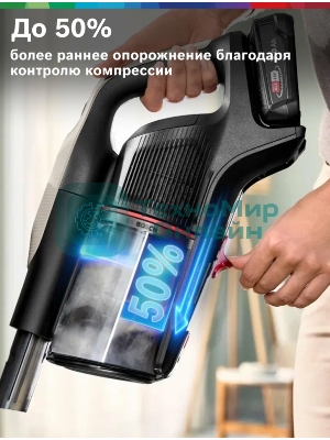 Пылесос вертикальный Bosch BCS931GAC серый, питание от аккумулятора, уборка сухая, пылесборник 0.4 л