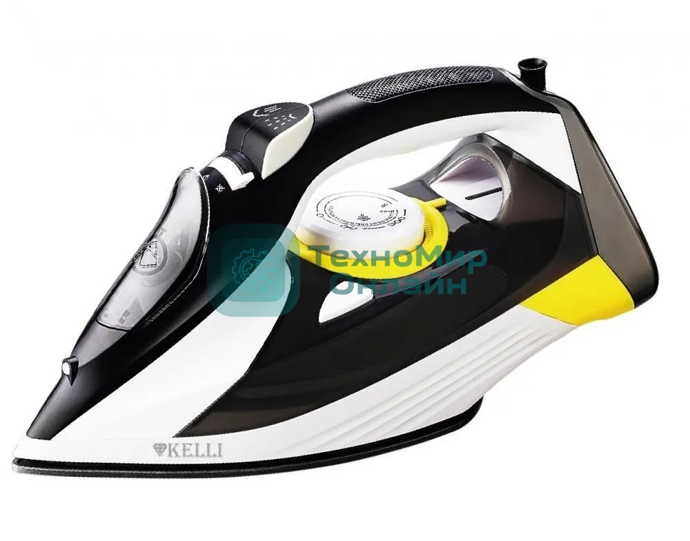 Утюг Kelli KL-1654Y черный/белый/желтый