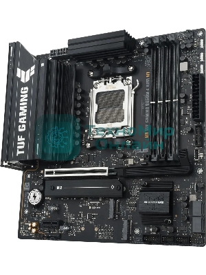 Материнская плата ASUS TUF GAMING B850M-E WIFI, AM5, AMD B850, 4xDDR5, 4xSATA, 3xM.2, 1xPCIe 5.0 x16, 1xPCIe 3.0 x1, 1xHDMI, 2xDP, 1x2.5Gb LAN, Wi-Fi 6E, Bluetooth 5.3, 1xUSB-C 10Gbps, 1xUSB-A 10Gbps, 2xUSB-A 5Gbps, 4xUSB-A 2.0, 3x3.5 мм, 7.1, mATX