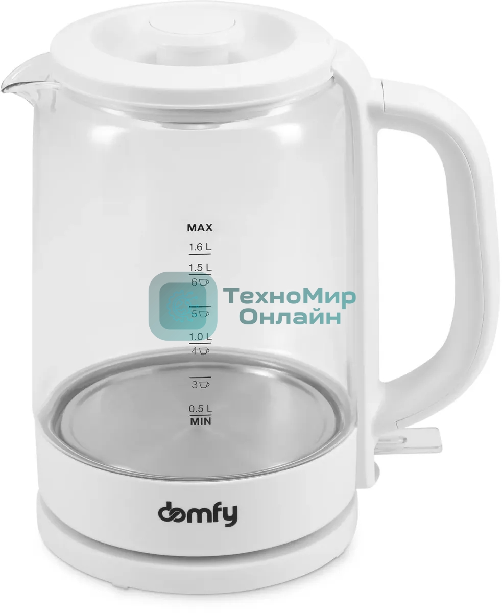 Чайник электрический Domfy DSW-EK304 1.7л. 2200Вт белый (корпус: стекло)