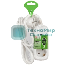 Удлинитель электрический ЭРА UDL-16-215-E Greenline 2 розетки с заземлением 1,5м ПВС 3x1мм2