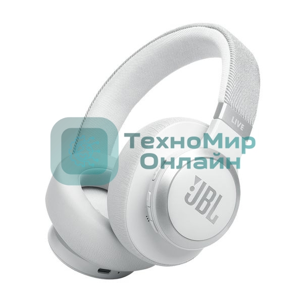 Беспроводные/проводные наушники JBL Live 770NC белый, полноразмерные, Bluetooth + проводной, адаптивное шумоподавление